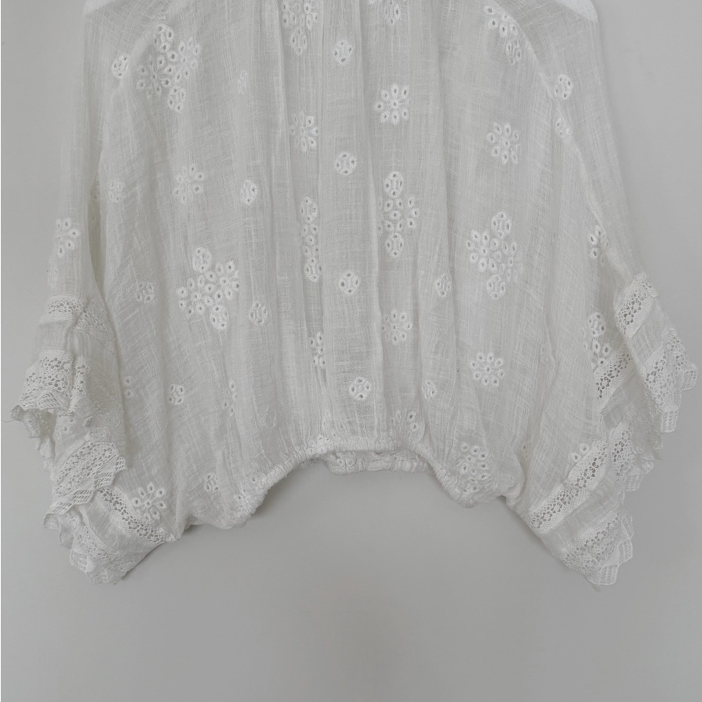 Free People Love Somebody Lightweight White Embroidered Eyelet Lace Blouse - Picture 7 of 7